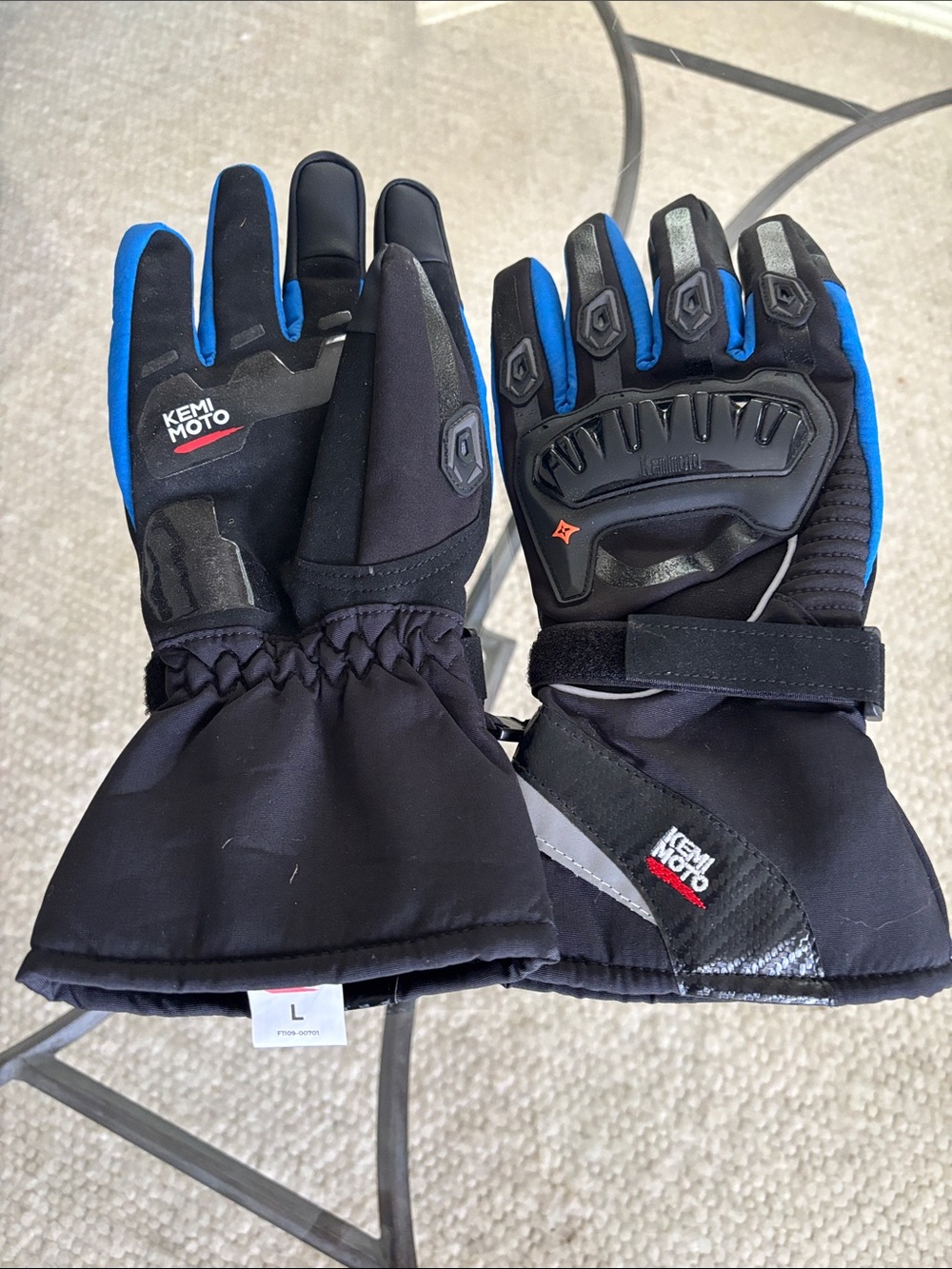Kemi Moto Men's Black & Blue Insulated Riding Gloves